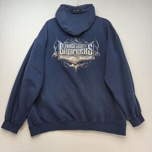 Orange County Choppers Hoodie Mens XL Blue Biker Graphic Pullover Sweatshirt